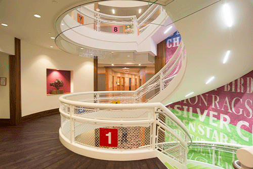 Commercial Metal Staircase with woven wire inserts